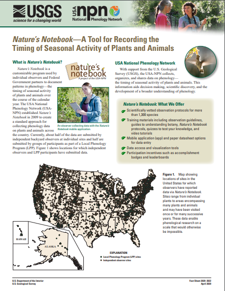 Nature's Notebook Fact Sheet cover