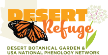 Desert Refuge logo with monarch and milkweed 