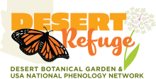 Desert Refuge logo with monarch and milkweed